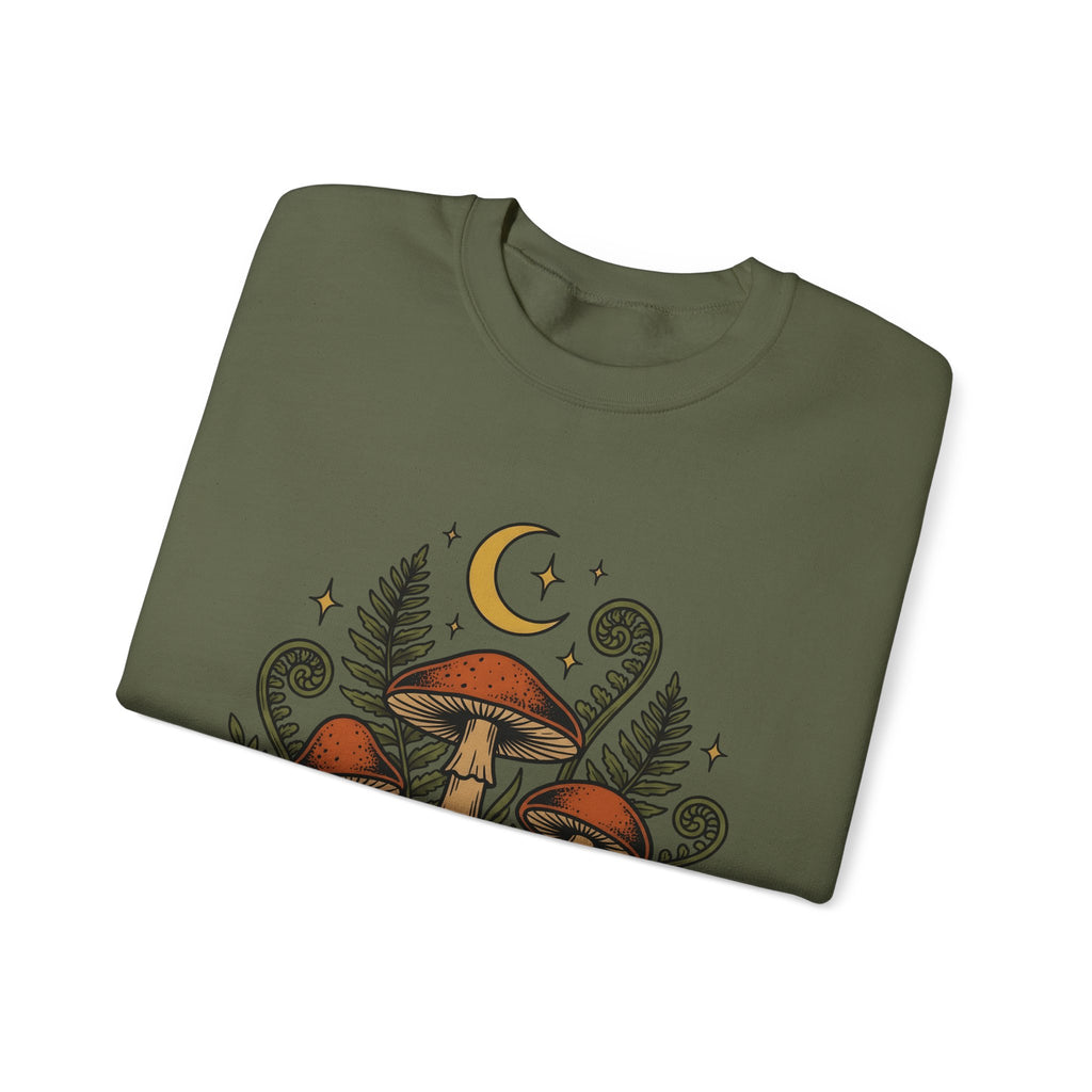 Mushroom Drawing Sweatshirt Nature Garden Gift Women Hippie Sweatshirt Fungus Sweatshirt Outdoors Fan Psychedelic Sweatshirt Yard Graphic Classic Frond Sweatshirt