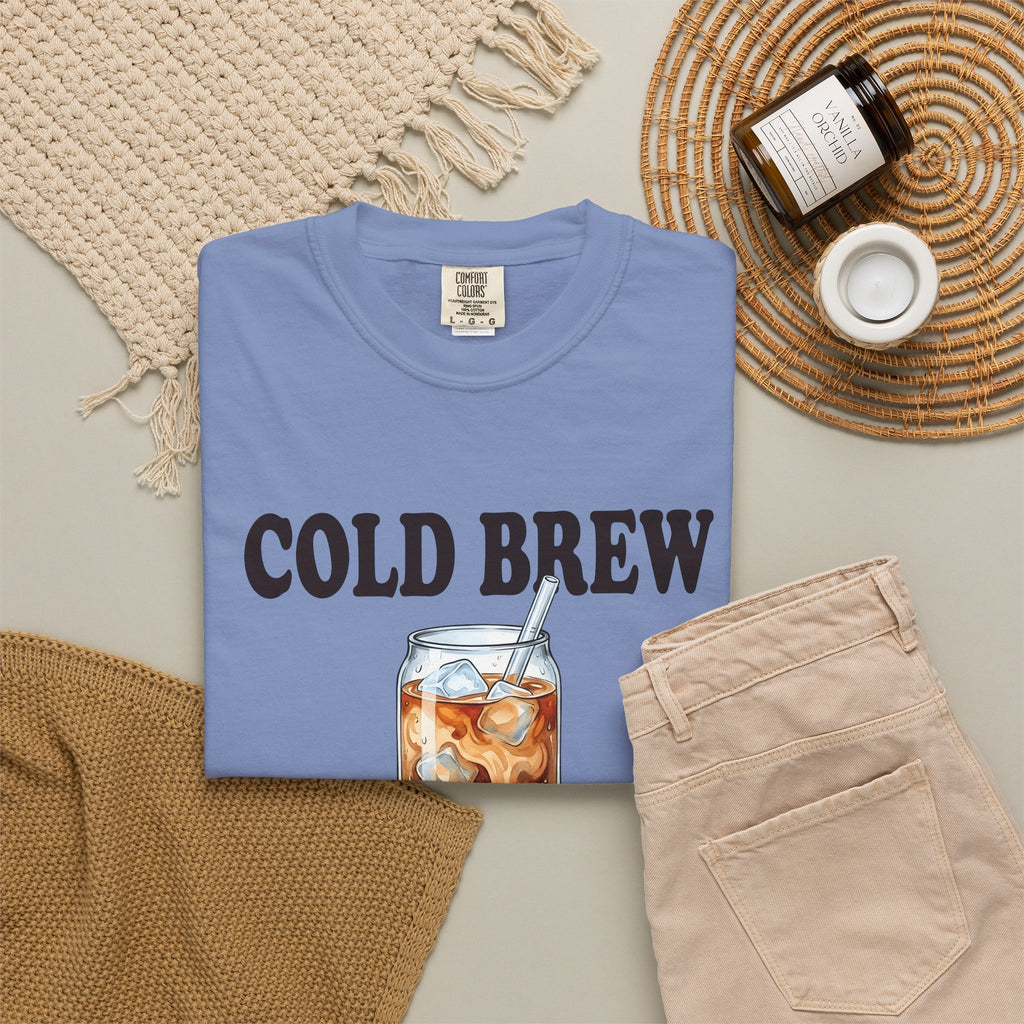 Cold Brew T-Shirt Coffee Gourmet Gift Women Hand Painted T-Shirt Cold Brew Coffee T-Shirt Coffee Fan Hand Drawn T-Shirt Gourmet Design Retro Coffee