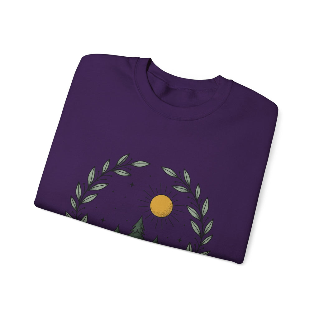 Fir Tree Sweatshirt Nature Wilderness Gift Women Leaf Sweatshirt Pine Sweatshirt Outdoors Enthusiast Foliage Sweatshirt Bush Graphic Outline Bright Sun Sweatshirt