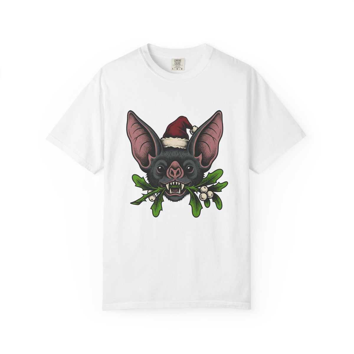 Bat Christmas Hat T-Shirt Christmas Alternative Gift Women Traditional T-Shirt Santa Hat T-Shirt Xmas Fan Vintage T-Shirt Gothic Graphic Retro