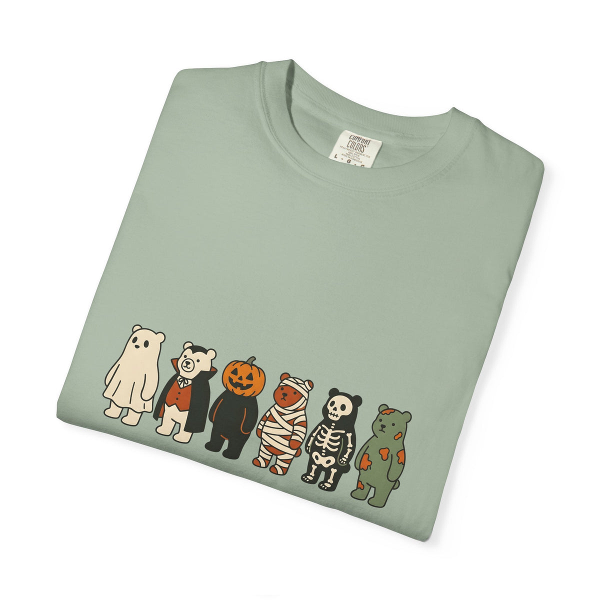 Bear Outfit T-Shirt Halloween Wildlife Gift Women Comic T-Shirt Teddy T-Shirt Halloween Fan Cartoon T-Shirt Animal Graphic Chibi Jack-O-Lantern