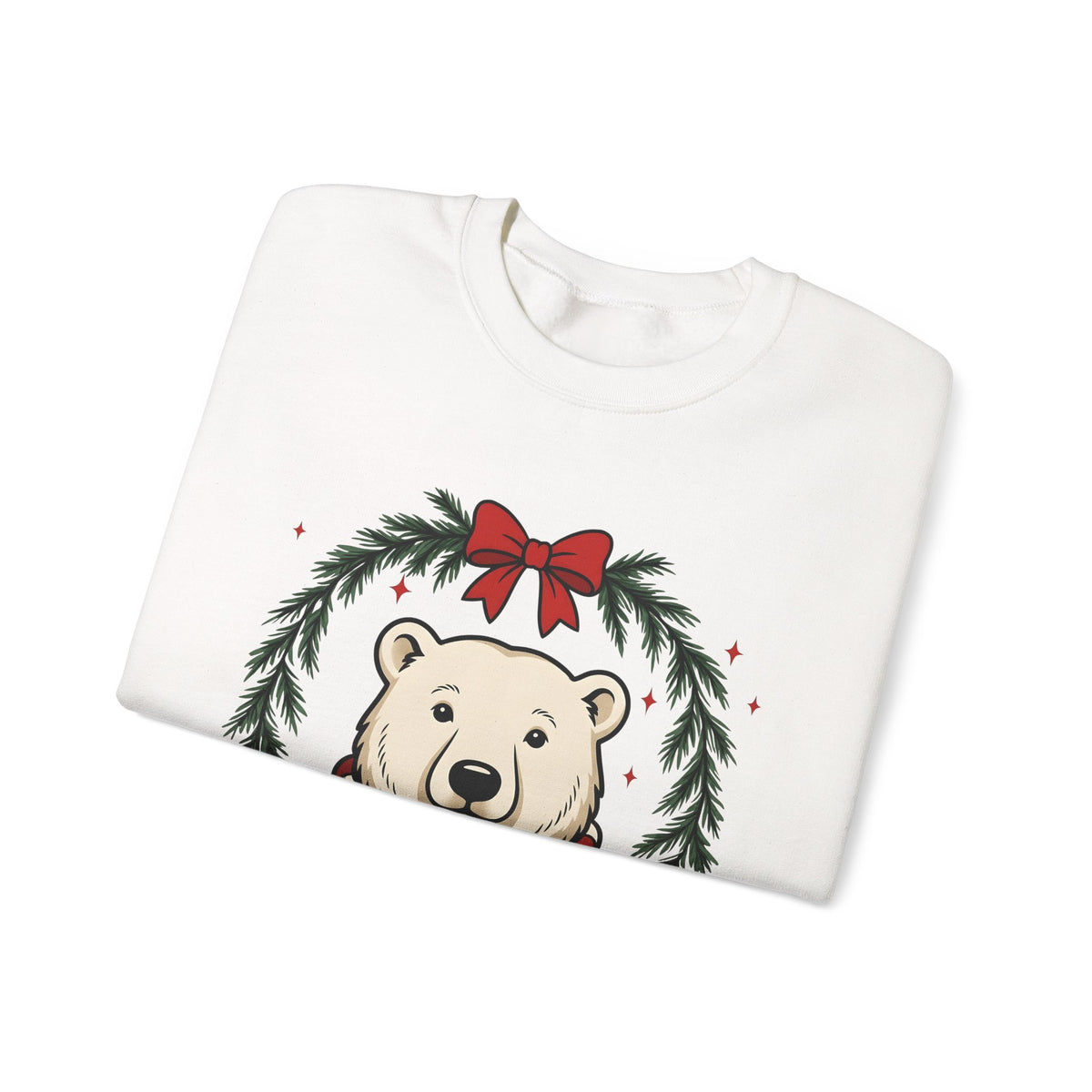 Arctic Bear Sweatshirt Christmas Wildlife Gift Women Comic Sweatshirt Polar Bear Sweatshirt Xmas Fan Cartoon Sweatshirt Animal Graphic Sketch Garland Sweatshirt