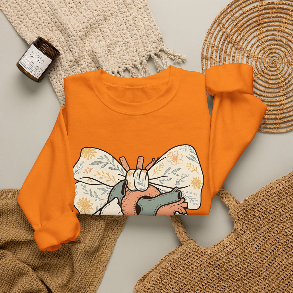 Realistic Heart Sweatshirt Nurses Medicine Gift Women Flower Sweatshirt Heart Sweatshirt Nurse Enthusiast Floral Sweatshirt Medical Graphic Classic Knot Sweatshirt