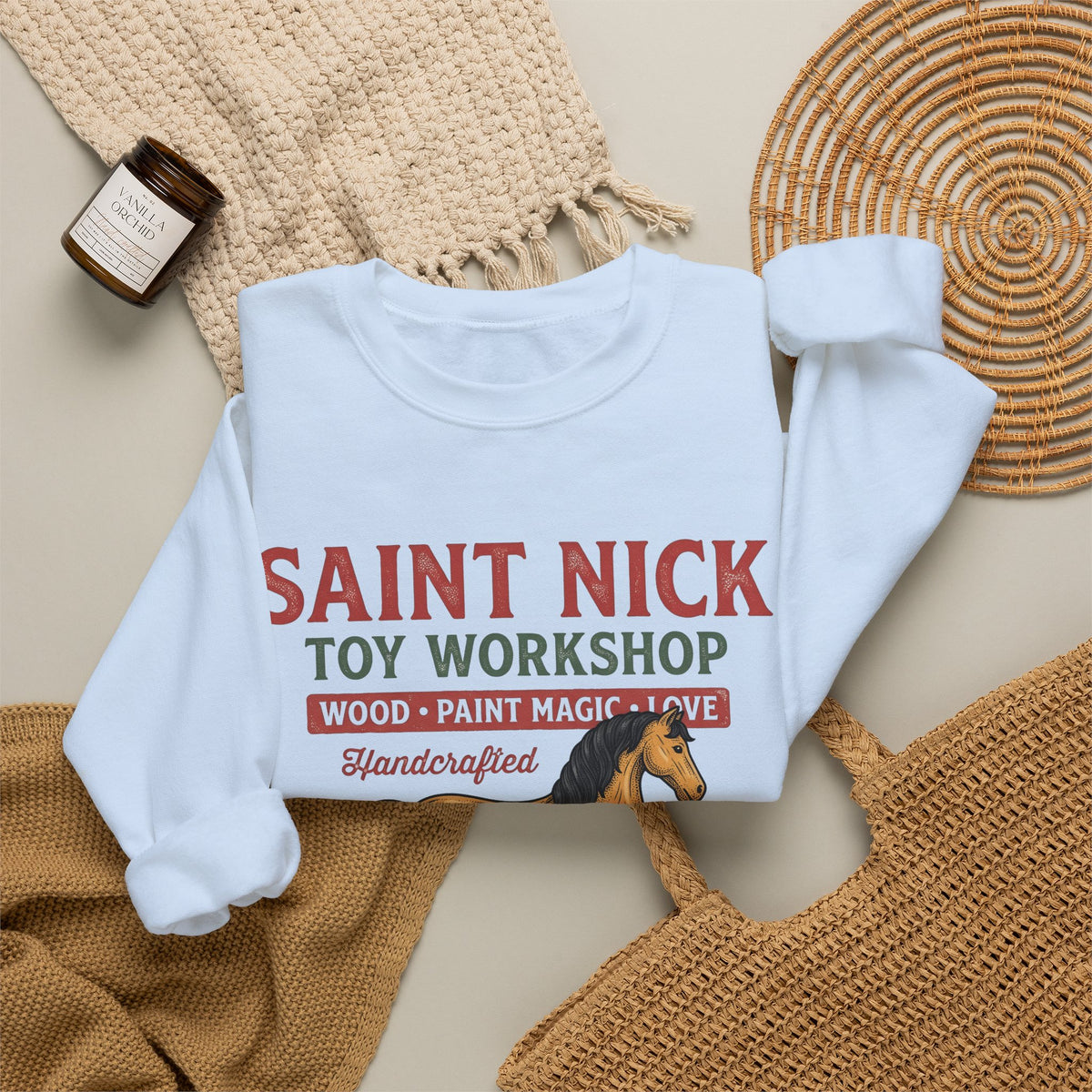 Rocking Horse Sweatshirt Christmas Dolls Gift Women Retro Sweatshirt Hobby Horse T-Sh