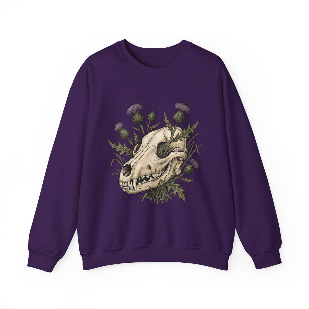 Animal Skull Sweatshirt Animals & Flowers Spooky Gift Women Sketch Sweatshirt Cranium Sweatshirt Wildlife Fan Illustration Graphic Sweatshirt Hand Drawn