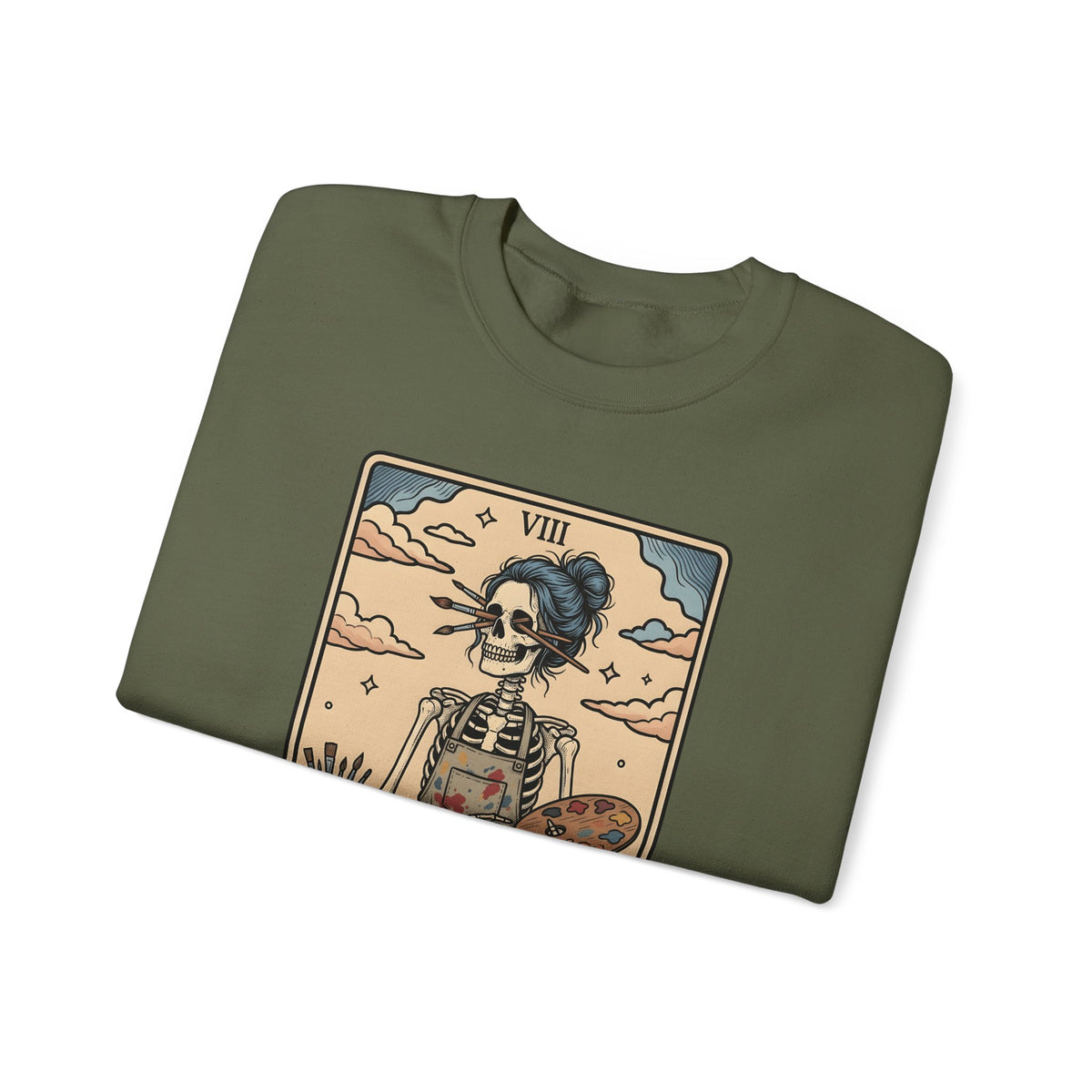 Skeleton Artist Sweatshirt Artist Gothic Gift Women Tarot Card Sweatshirt Skeleton Sweatshirt Art Enthusiast Occult Graphic Sweatshirt Vintage Sunflower Sweatshirt