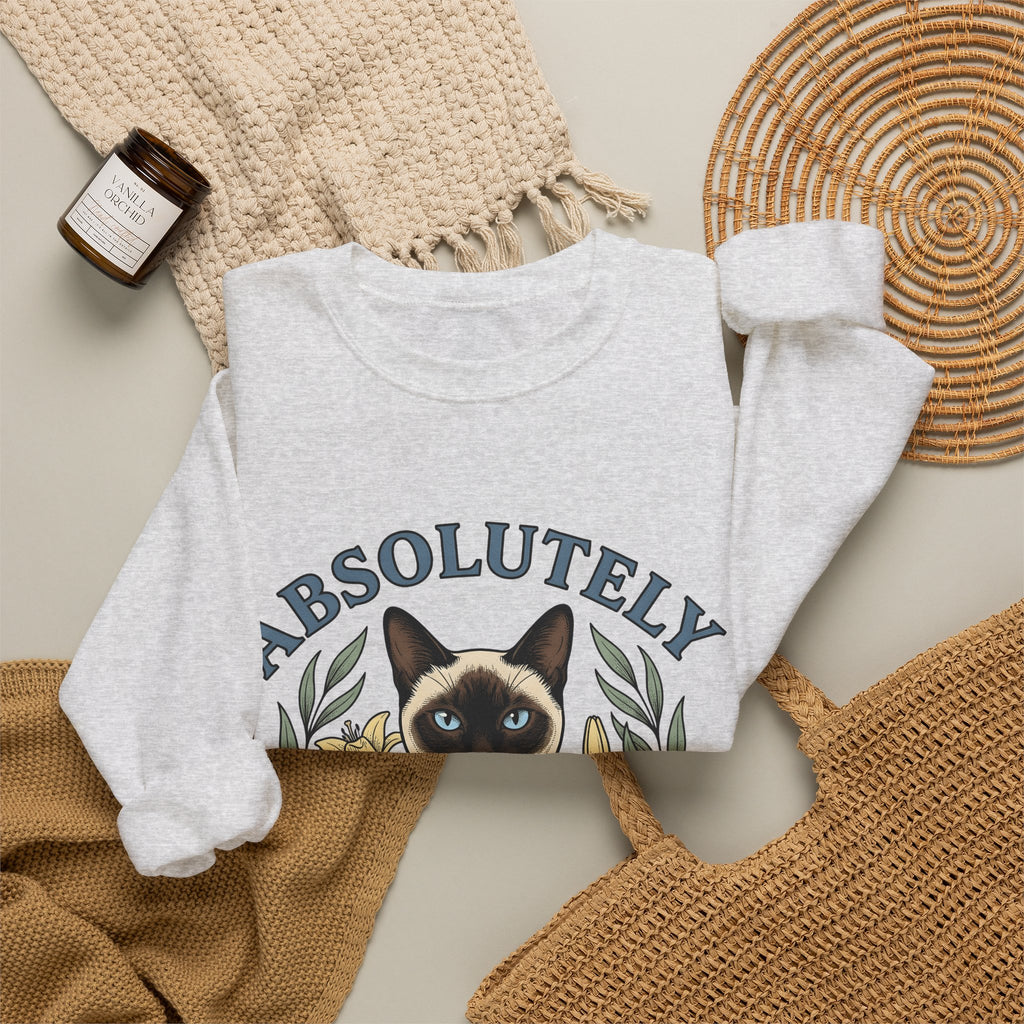 Siamese Cat Sweatshirt Cat Floral Gift Women Hand Drawn Sweatshirt Siamese Sweatshirt Cat Fan Illustrated Design Vintage Lilies Sweatshirt