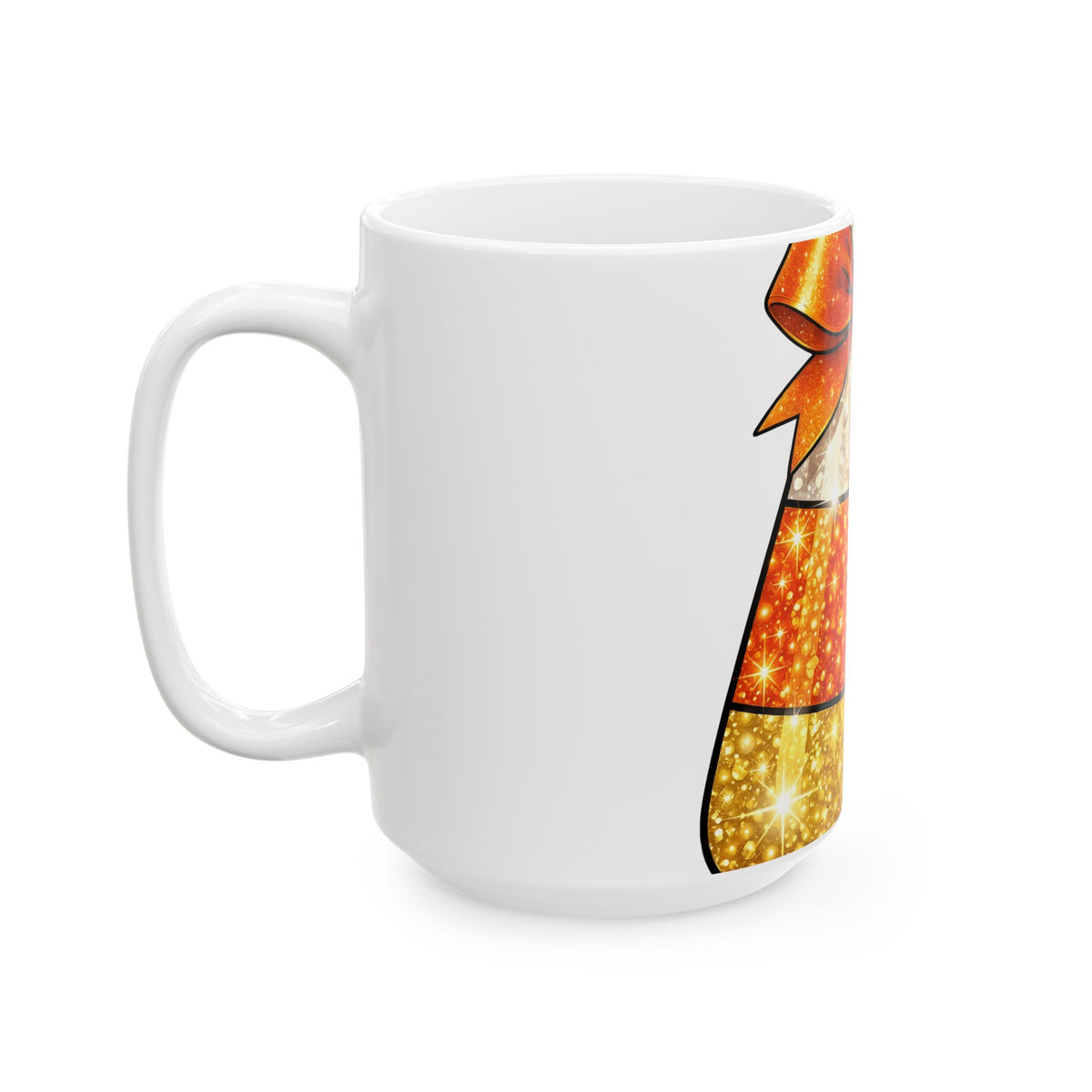Candy Corn Mug Halloween Candy Gift Women Glitter Mug Triangular Corn Mug Spooky Fan Sparkling Mug Sweets Graphic Kawaii Bow Mug