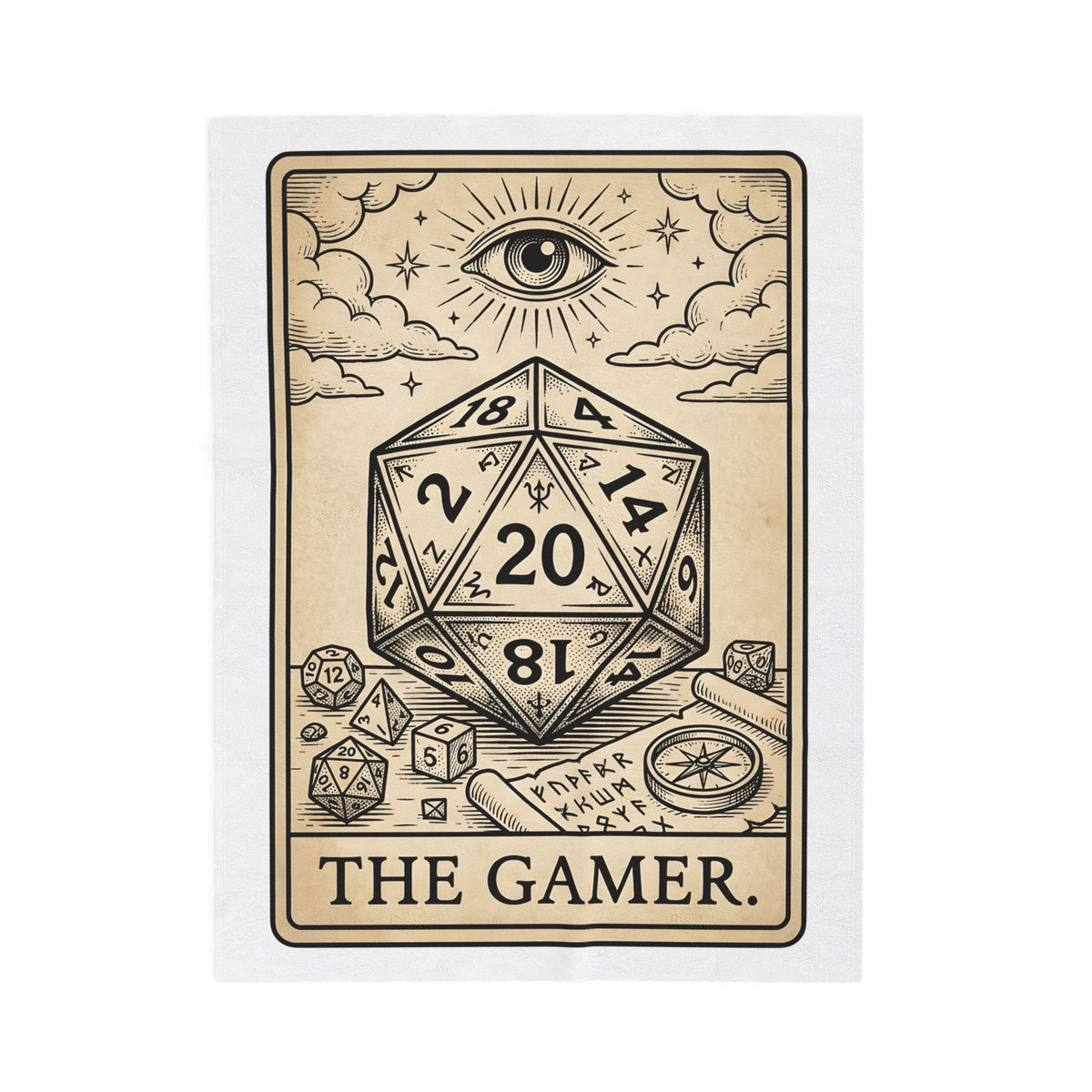 Gaming Dice Blanket Tabletop Gaming Roleplay Gift Women Retro Blanket Dice Blanket Gamers Fan Vintage Blanket Rpg Graphic Sketch Eye Symbol Blanket