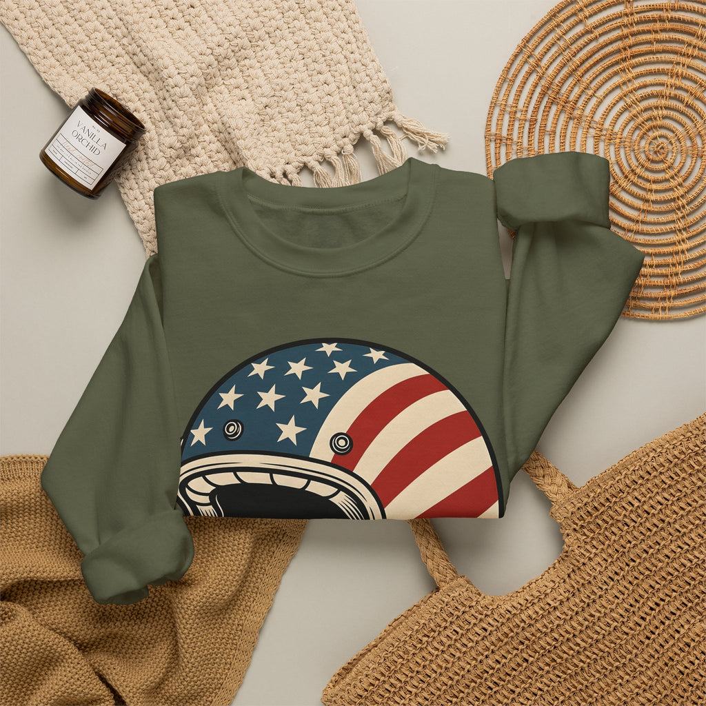Us Flag Helmet Sweatshirt 4th Of July Liberty Gift Women Retro Sweatshirt Helmet Sweatshirt Patriot Fan Vintage Sweatshirt Retro Graphic Sweatshirt Vintage Star