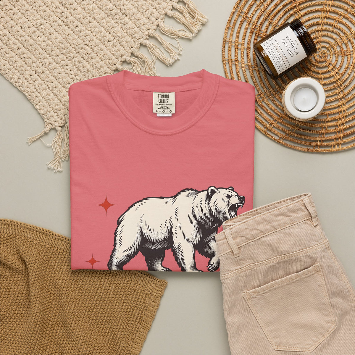 Grizzly Bear T-Shirt Bear Animal Gift Women Vintage T-Shirt Ursa T-Shirt Bear Fan Grizzly Graphic Retro Star T-Shirt