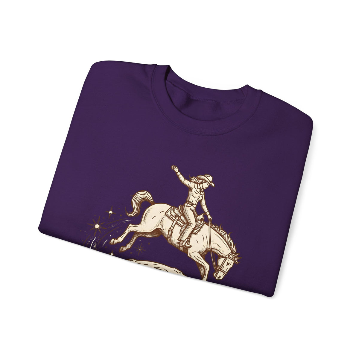 Cowboy Horse Cowgirl Ranch Gift Retro Stallion Cowboy Fan Horseback Sketch Crescent Sweatshirt
