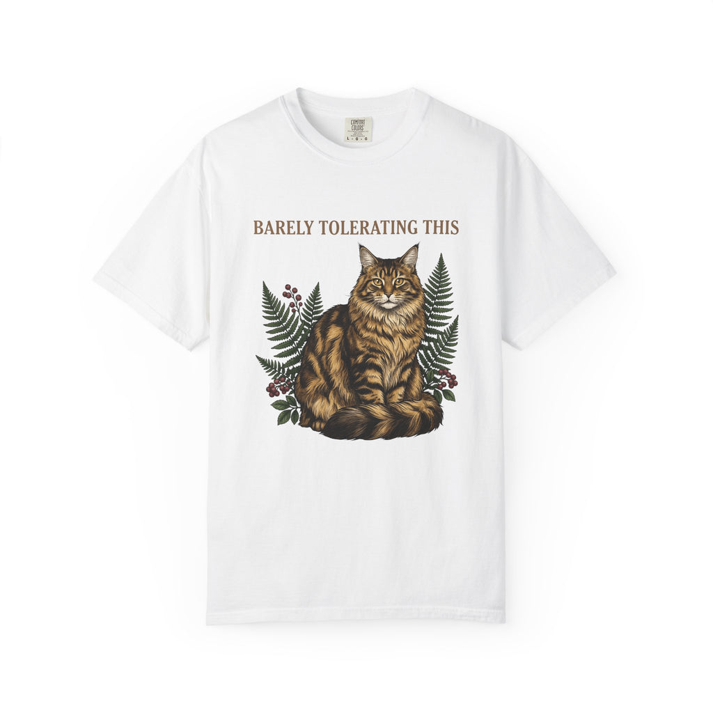 Maine Coon Pet Cat Fun Gift Plant Cat Cat Fan Botanical Humorous Traditional Frond T-Shirt