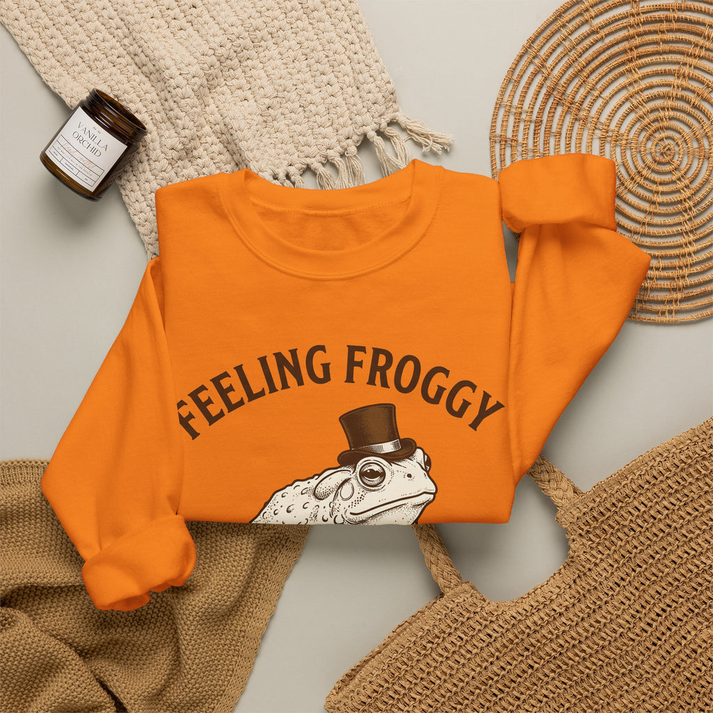 Toad Top Hat Sweatshirt Funny Animal Gift Women Vintage Sweatshirt Frog Sweatshirt Humor Fan Retro Sweatshirt Creature Graphic Hand Drawn Animal Humor Sweatshirt