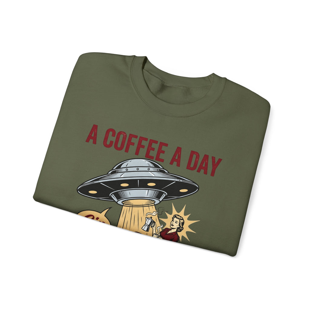 Ufo Coffee Woman Sweatshirt Coffee Alien Gift Women Retro Sweatshirt Alien Sweatshirt Coffee Fan Retro Sweatshirt Extraterrestrial Graphic Vintage Spaceship