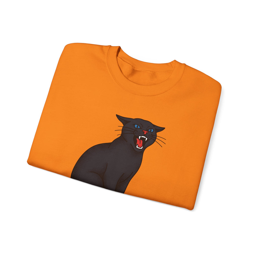 Black Cat Sweatshirt Cat Humor Gift Women Bold Graphic Sweatshirt Cat Sweatshirt Cat Fan Graphic Sweatshirt Funny Graphic Retro Fangs Sweatshirt