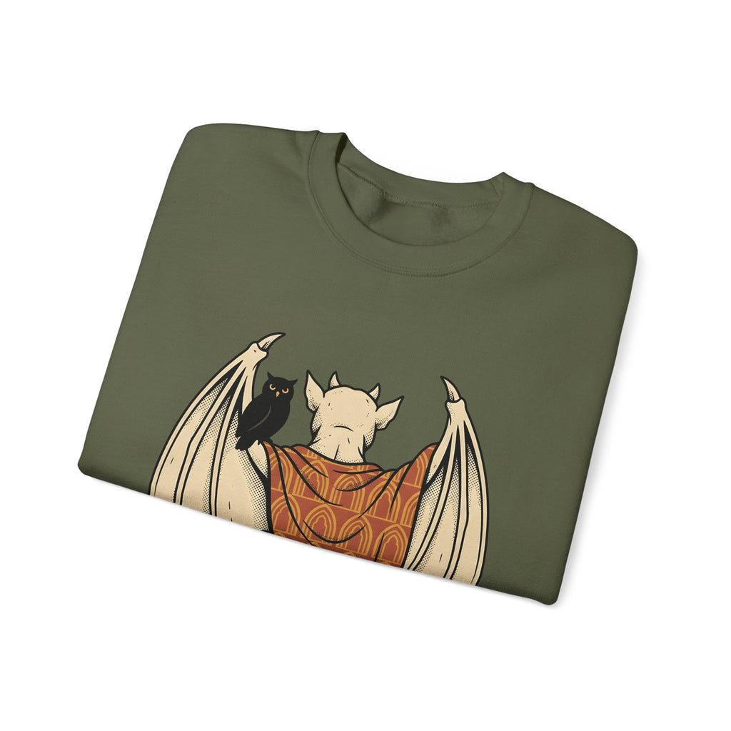 Bat Sculpture Sweatshirt Halloween Ghost Gift Women Mysterious Sweatshirt Statue Sweatshirt Horror Fan Dark Art Sweatshirt Specter Graphic Classic Night Bird