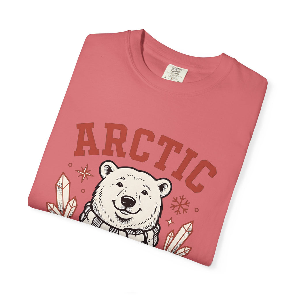 White Bear T-Shirt Christmas Cold Season Gift Women Comic T-Shirt Polar Bear T-Shirt Winter Fan Cartoon T-Shirt Frost Graphic Retro Ice Crystals