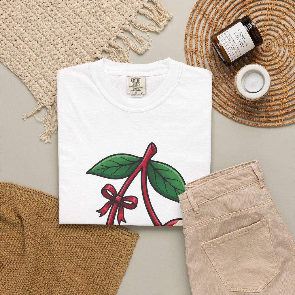 American Cherries 4Th Of July Beach Gift Comic Cherry Independence Day Fan Cartoon Coastal T-Shirt