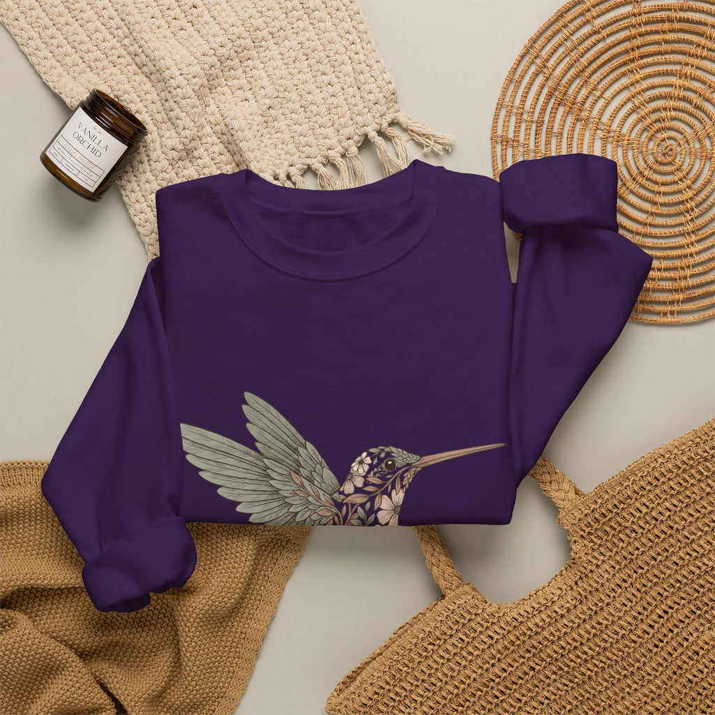 Hummingbird Floral Sweatshirt Boho Chic Nature Gift Women Boho Sweatshirt Hummingbird Sweatshirt Bohemian Fan Tribal Sweatshirt Environmental Graphic Hand