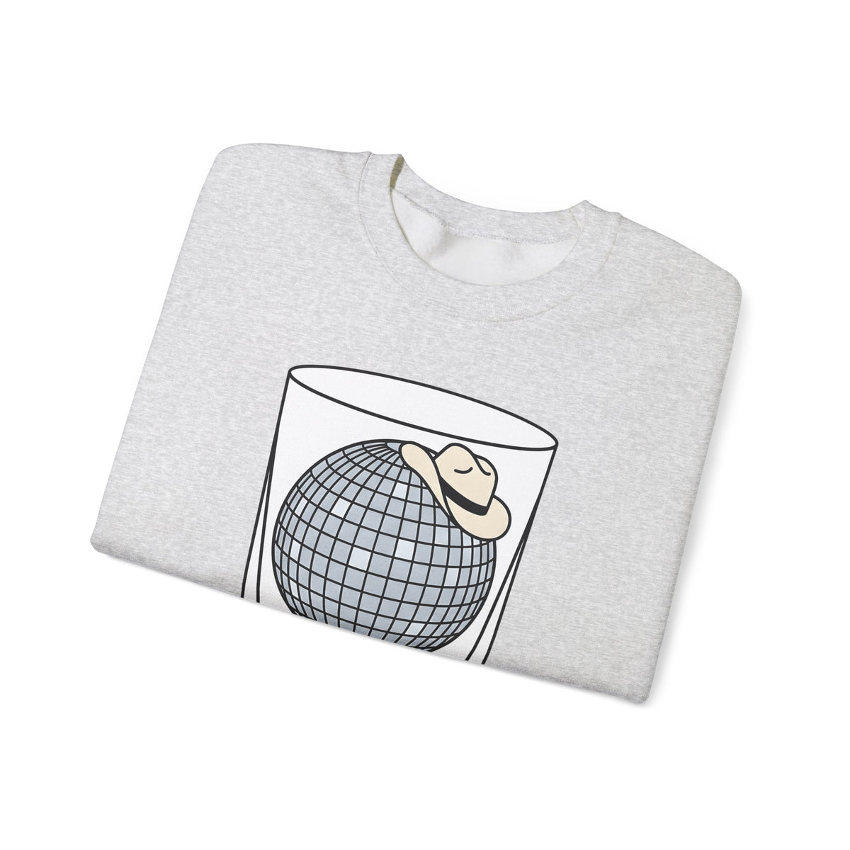Disco Ball Glass Sweatshirt Cowgirl Festivity Gift Women Cartoon Sweatshirt Mirror Ball Sweatshirt Rodeo Fan Comic Sweatshirt Party Graphic Hand Drawn Cowboy