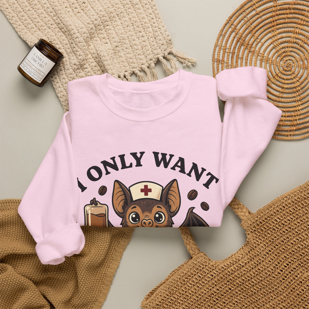Medical Bat Sweatshirt Nurses Spooky Gift Women Adorable Sweatshirt Vampire Bat Sweatshirt Nurse Enthusiast Cute Sweatshirt Horror Graphic Comic Medical Tool