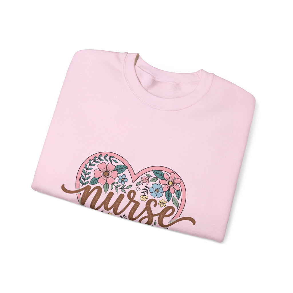 Flower Heart Sweatshirt Nurse Thanks Gift Women Cartoon Sweatshirt Floral Sweatshirt Healthcare Enthusiast Comic Sweatshirt Appreciation Graphic Retro Petals
