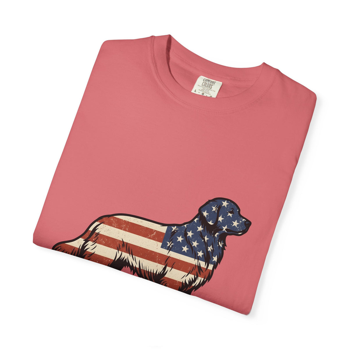 Golden Retriever T-Shirt 4th Of July Pets Gift Women Retro T-Shirt Dog T-Shirt Independence Day Fan Vintage T-Shirt Animal Graphic Sketch Usa Flag