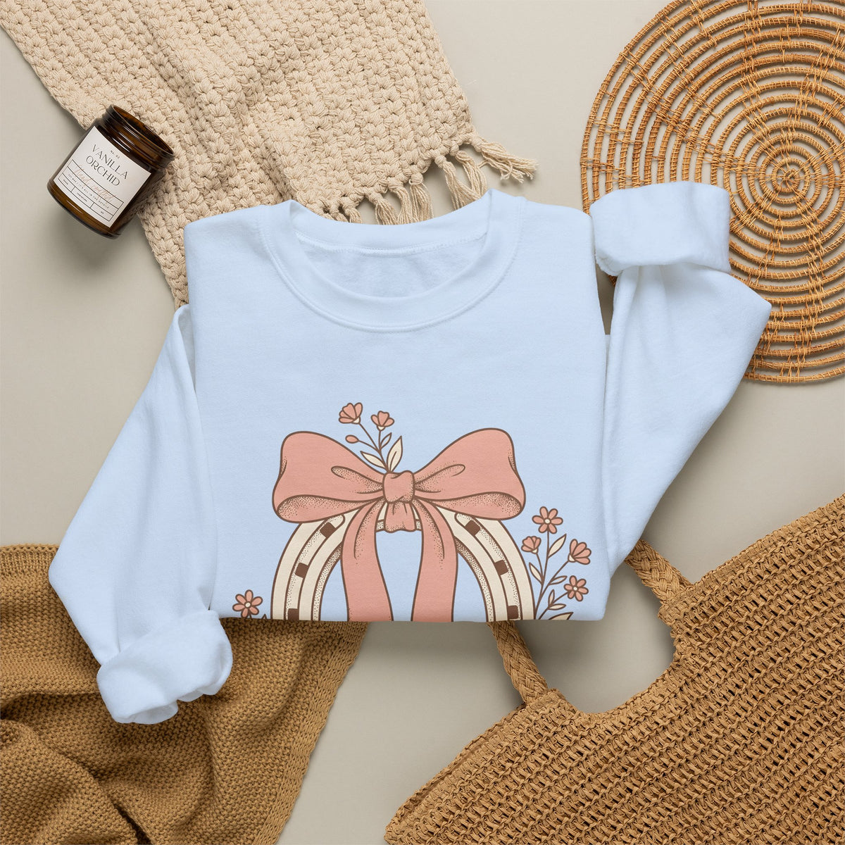 Horseshoe Bow Sweatshirt Cowgirl Ranch Gift Women Tribal Sweatshirt Horseshoe Sweatshirt Rodeo Fan Celtic Sweatshirt Ranch Graphic Classic Blossom Sweatshirt
