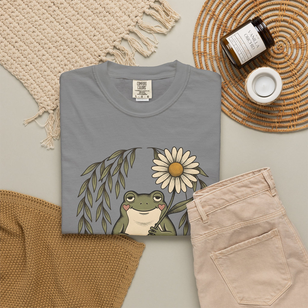 Frog Flower Cute Animal Gift Boho Toad T T-Shirt