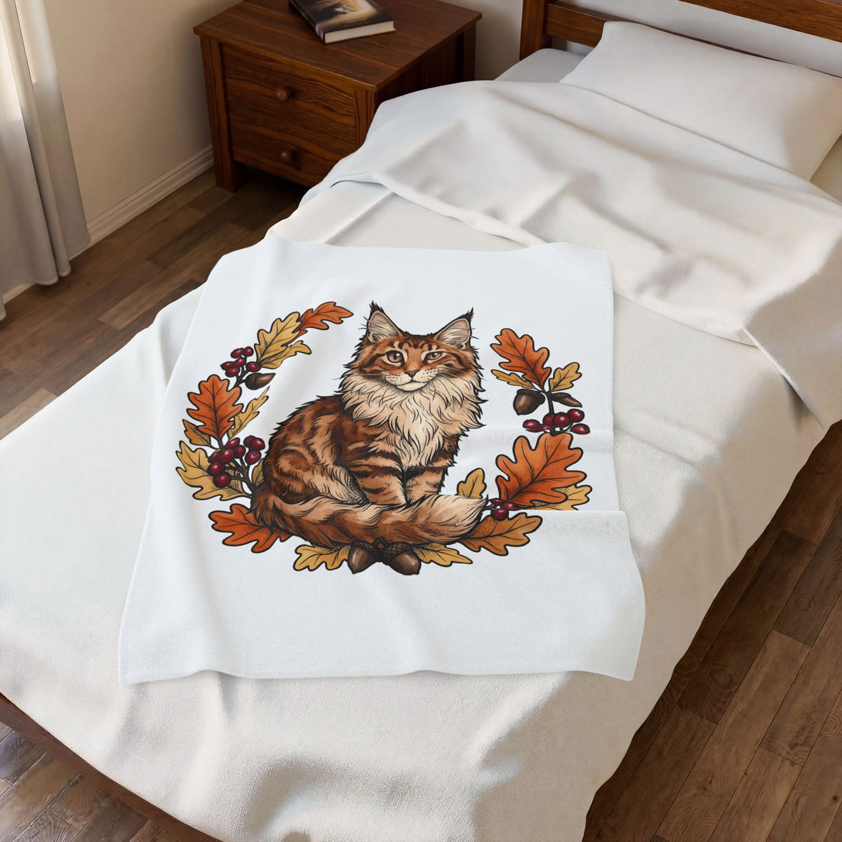 Maine Coon Pet Blanket Cat Pumpkin Gift Women Greenery Blanket Cat Blanket Cat Fan Foliage Blanket Gourd Graphic Old-Fashioned Orange Leaves Blanket