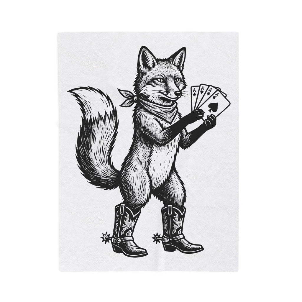Fox Cowboy Boots Blanket Cowgirl Animal Gift Women Vintage Blanket Fox Boot Blanket Cowboy Fan Fox Graphic Kitten Illustration Hand Drawn Playing