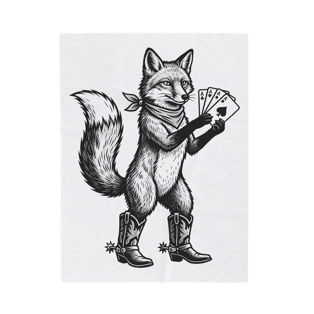 Fox Cowboy Boots Blanket Cowgirl Animal Gift Women Vintage Blanket Fox Boot Blanket Cowboy Fan Fox Graphic Kitten Illustration Hand Drawn Playing