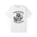 Raccoon Fisher Fishing Pets Gift Line Raccoon Angler Fan Illustrated Animal Cartoon Fishing T-Shirt