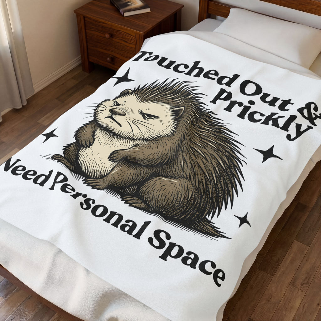 Grumpy Porcupine Blanket Moms Humor Gift Women Hand Drawn Blanket Quillpig Blanket Motherhood Fan Illustrated Graphic Blanket Vintage Stars Blanket