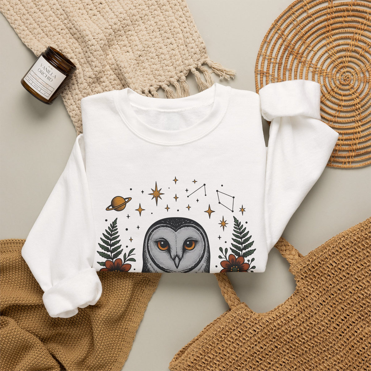 Owl Sun Boho Chic Nature Gift Boho Hoot Bohemian Fan Hippie Environmental Vintage Floral Sweatshirt