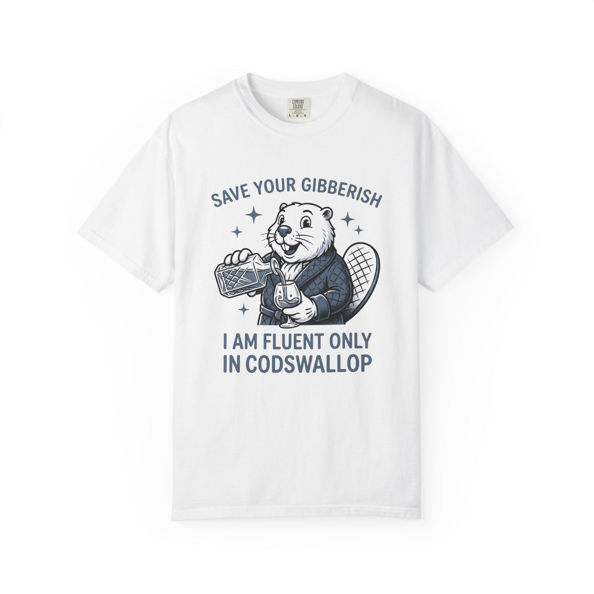 Beaver Sipping T-Shirt Cute Wildlife Gift Women Comic T-Shirt Dam T-Shirt Adorable Fan Cartoon T-Shirt Animal Graphic Retro Gown T-Shirt
