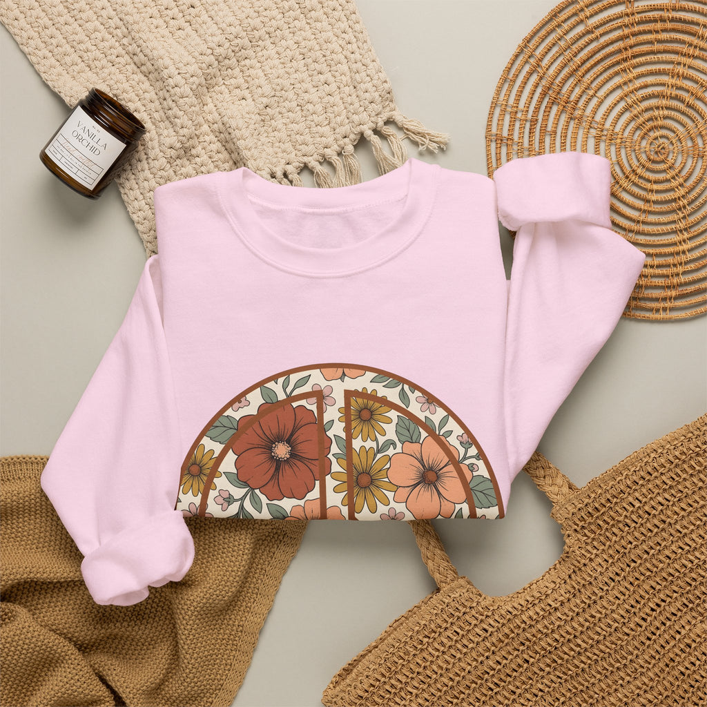 Peace Hand Flower Sweatshirt Boho Chic Psychedelic Gift Women Folk Sweatshirt Peace Sign Sweatshirt Hippie Fan Bohemian Sweatshirt Trippy Graphic Classic