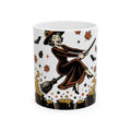 Witch Broomstick Mug Halloween Spellcraft Gift Women Hand Drawn Mug Broomstick Mug Horror Fan Hand Drawn Mug Magical Graphic Old