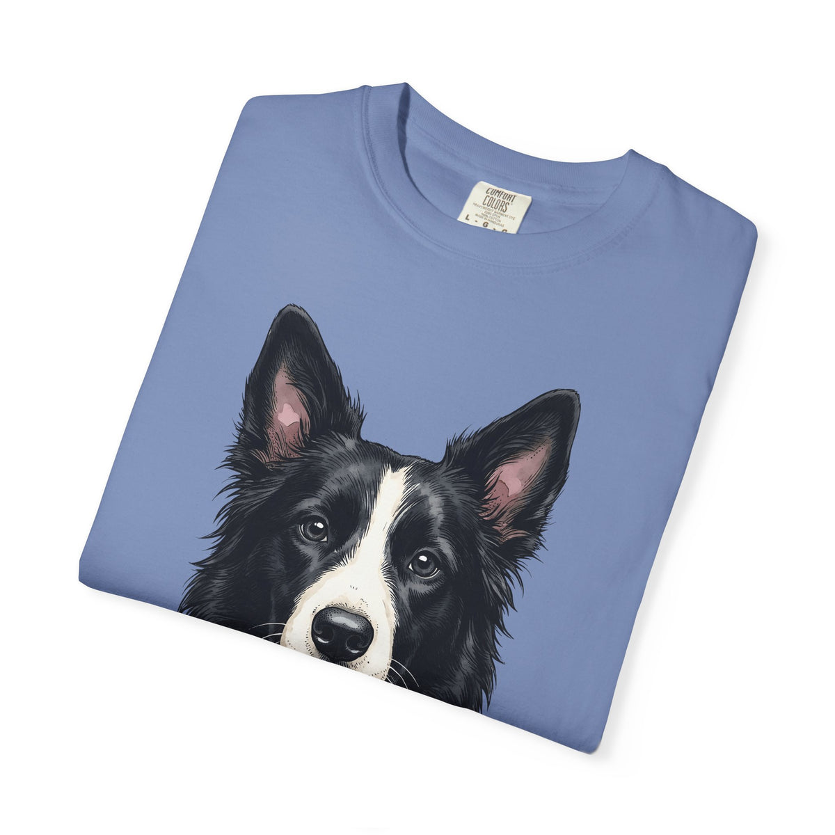 Border Collie Puppy T-Shirt Dog Pets Gift Women Line Art T-Shirt Puppy T-Shirt Dog Fan Collie T-Shirt Animal Graphic Hand Drawn Woven Collar T-Shirt