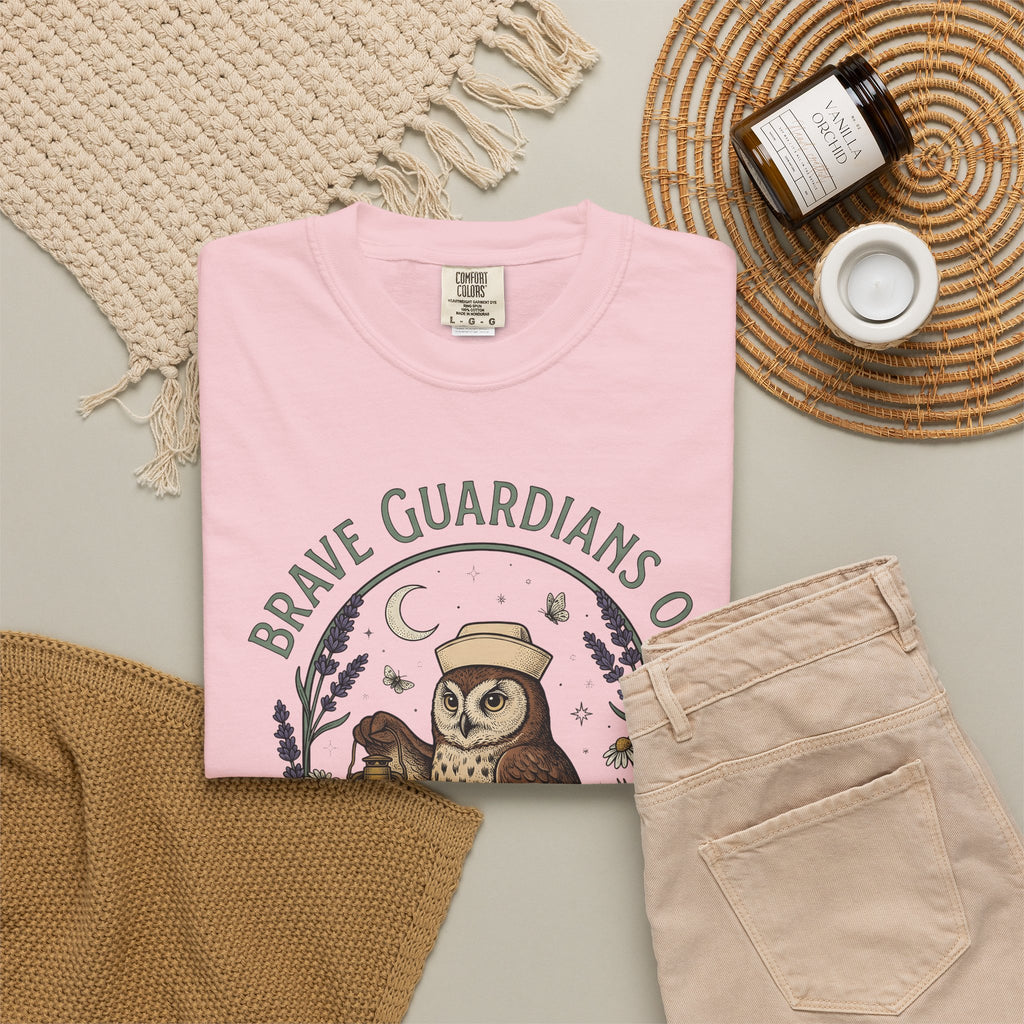 Nursing Owl T-Shirt Nurses Gratitude Gift Women Retro T-Shirt Owl T-Shirt Nurse Enthusiast Vintage T-Shirt Appreciation Graphic Sketch Torch T-Shirt