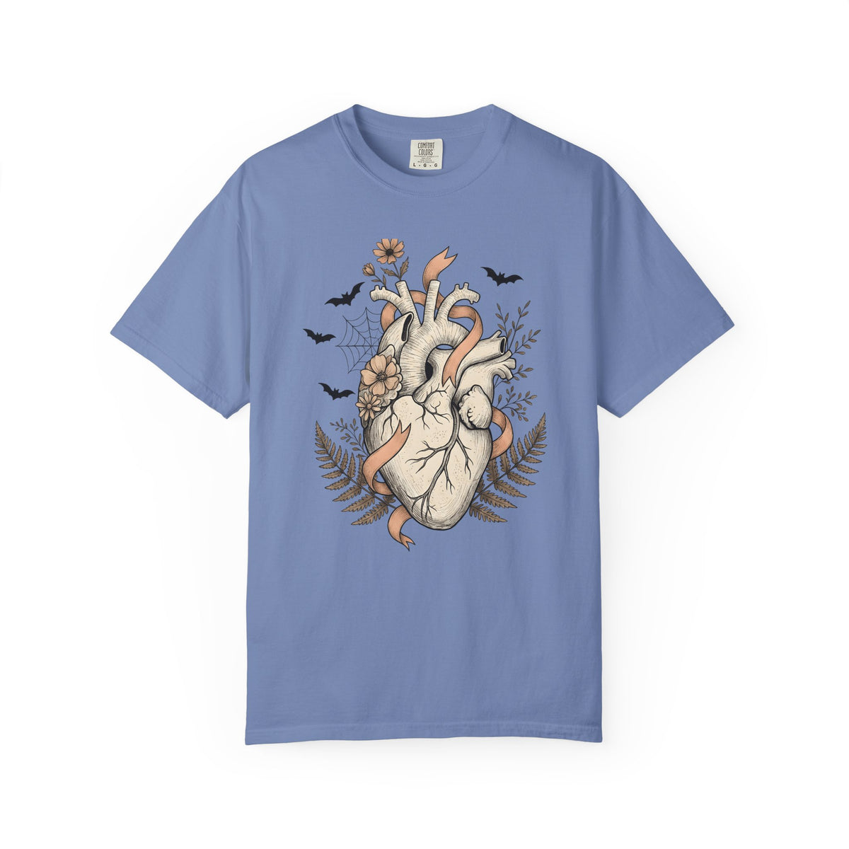 Anatomical Heart T-Shirt Halloween Gothic Gift Women Tattoo Art T-Shirt Cardiac T-Shirt Horror Fan Ink T-Shirt Dark Graphic Vintage Bats T-Shirt