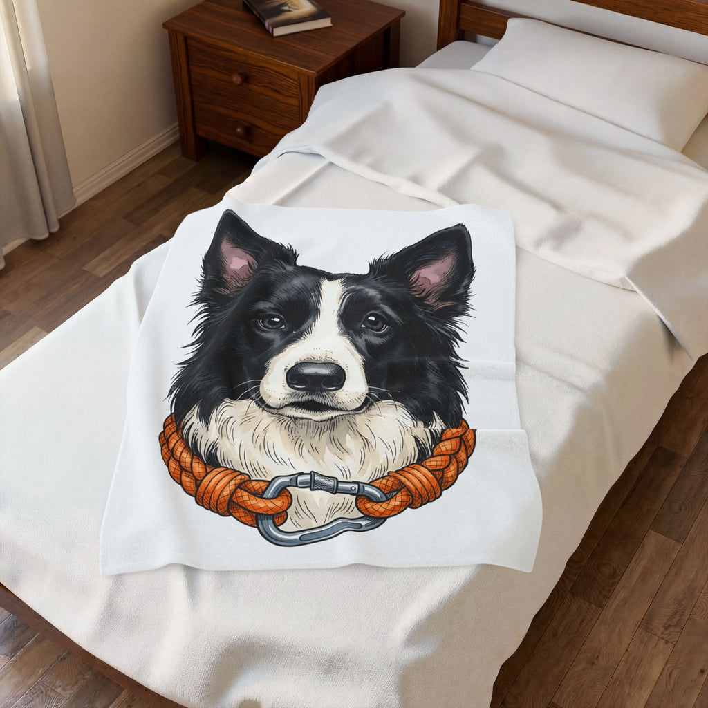 Border Collie Puppy Blanket Dog Pets Gift Women Line Art Blanket Puppy Blanket Dog Fan Collie Blanket Animal Graphic Hand Drawn Woven Collar Blanket