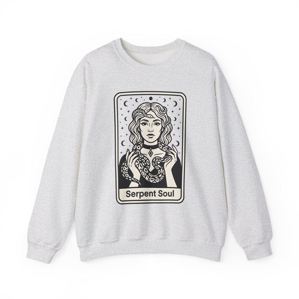 Mystical Female Serpent Sweatshirt Boho Chic Spells Gift Women Oracle Sweatshirt Snake Sweatshirt Bohemian Fan Divination Sweatshirt Magic Graphic Retro Lunar