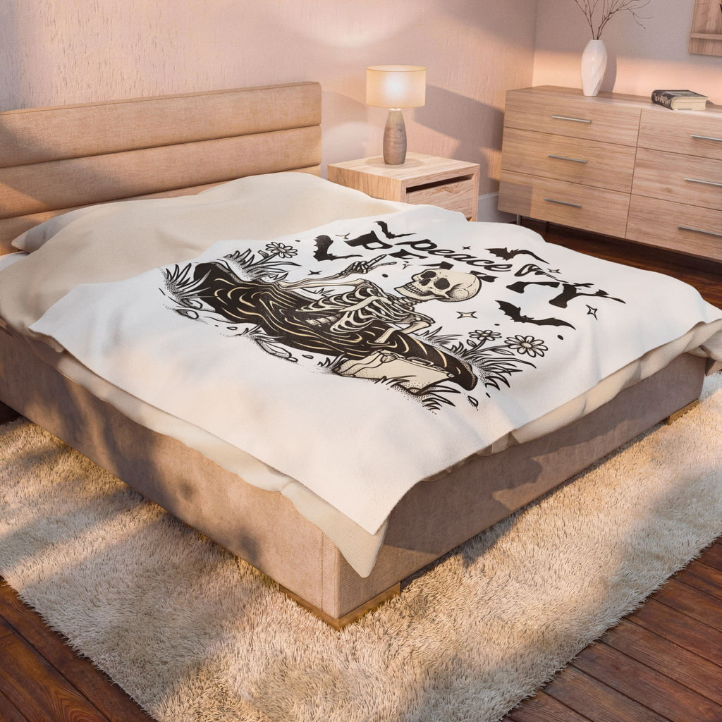 Skeleton Graphic Blanket Funny Halloween Gift Women Gothic Blanket Bones Blanket Humor Fan Dark Blanket Spooky Graphic Vintage Bat Blanket