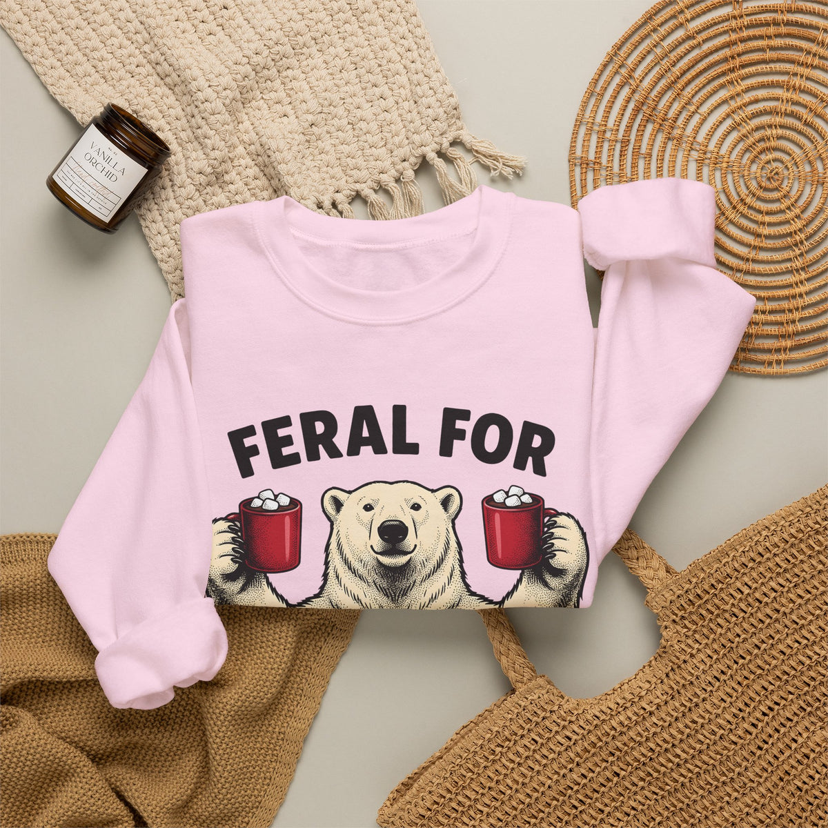 White Bear Holiday Frost Gift Rustic Polar Bear Christmas Fan Winter Cartoon Tea Mug Sweatshirt