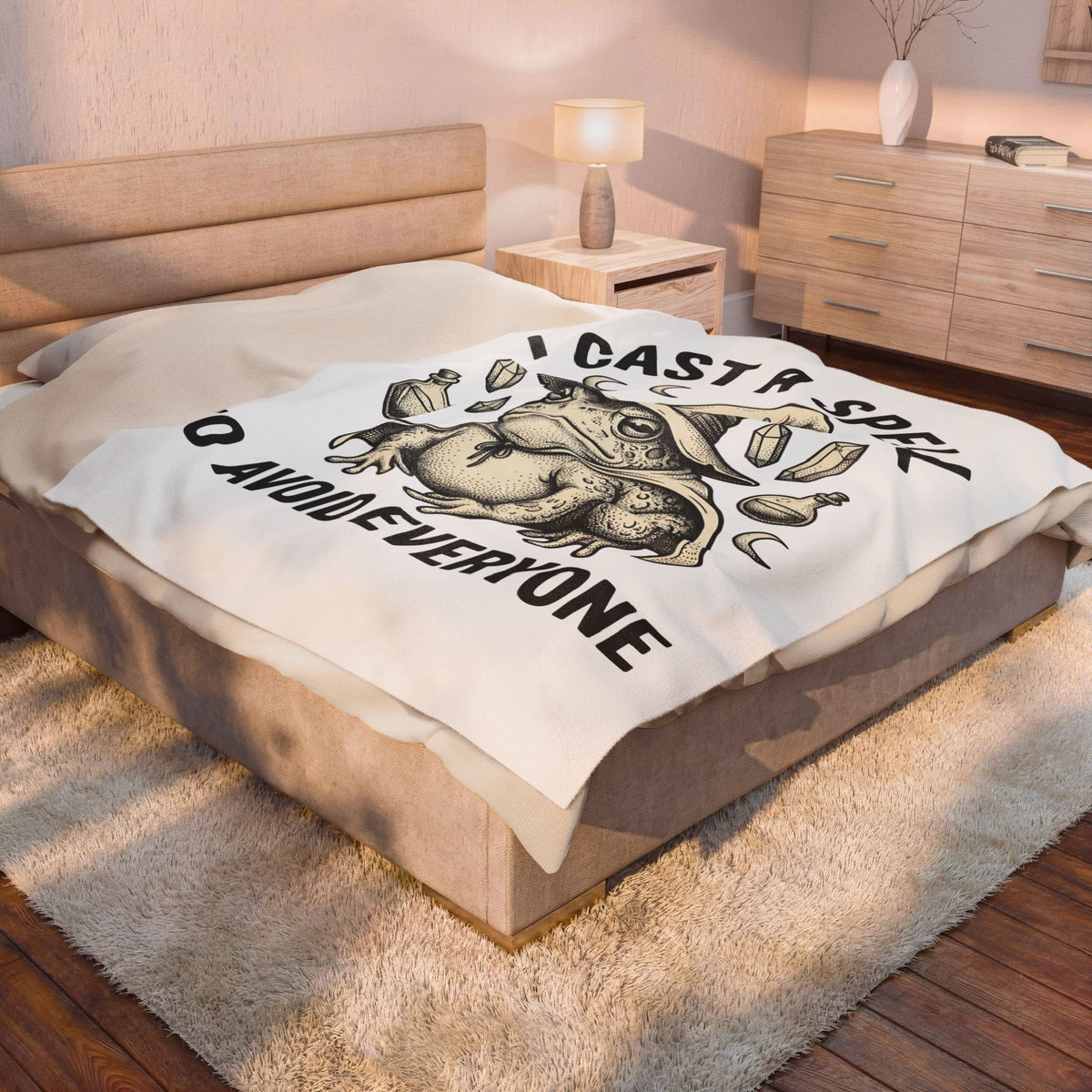 Warlock Toad Blanket Funny Magick Gift Women Old School Blanket Toadstool Blanket Humor Fan Retro Blanket Occult Graphic Outline Flask Blanket