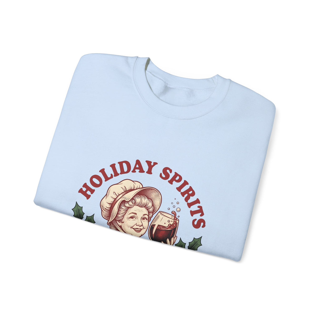 Cheerful Woman Wine Sweatshirt Christmas Fun Gift Women Cartoon Sweatshirt Wine Sweatshirt Xmas Fan Comic Sweatshirt Humor Graphic Line Art Winter Greenery