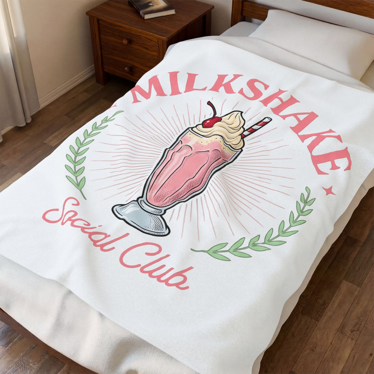 Milkshake Illustration Blanket Desserts Cafe Gift Women Antique Blanket Shake Blanket Dessert Fan Retro Blanket Coffee Graphic Vintage-Inspired