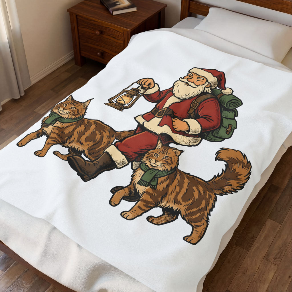 Holiday Cats Blanket Christmas Felines Gift Women Rustic Blanket Kitty Blanket Xmas Fan Cat Graphic Vintage Blanket Cartoon Lamp Blanket